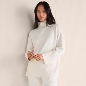 NWT Haven Well Within Organic Cotton Crossover Sweater Turtleneck Cream Medium